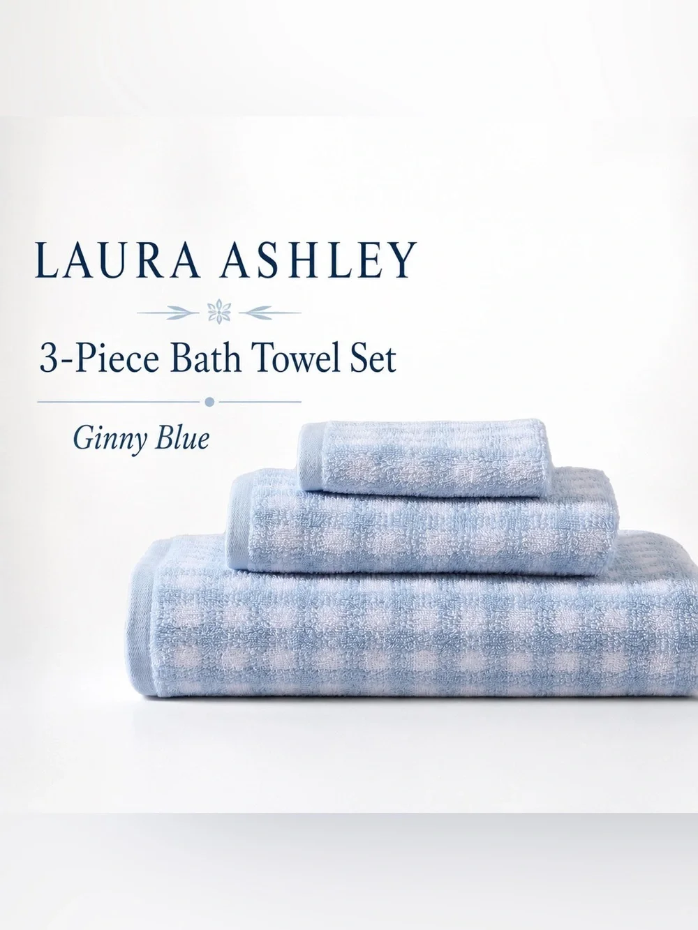 Laura Ashley - Bath Towels, Absorbent & Fade Resistant Cotton Ginny Blue,3-Piece